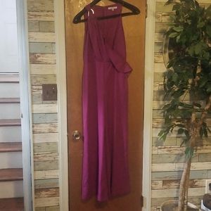 Playful Violet Jumpsuit with Shoulder Detail